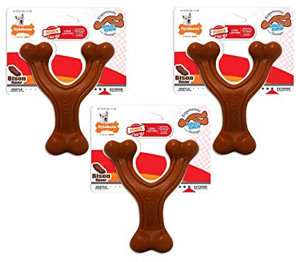 Nylabone (3 Pack) Power Chew Bison Flavor Wishbone Small Toy for Dogs