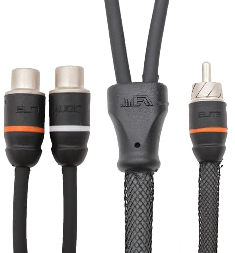 Elite Audio EA-PRMY2F Premium 2-Ch Oxygen Free Copper RCA Y-Adapter - 1.5ft. Dual Female to Male Twisted Pair with Noise Reduction