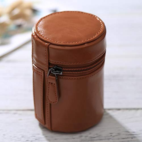 ZZjingli Accessories Kleine Objektivtasche mit Reißverschluss PU-Leder-Beutel-Kasten for DSLR-Kamera-Objektiv, Größe: 11x8x8cm (schwarz) (Kaffee) (Brown) (Farbe : Brown)