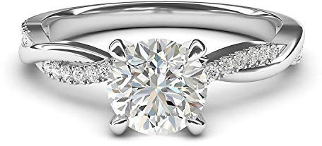Sterling Silver 4-Prong Petite Twisted Vine Simulated 1.0 CT Diamond Engagement Ring Promise Bridal Ring (M