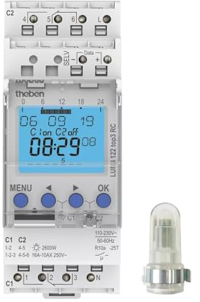 Twilight switch with built-on light sensor - DIN rail LUNA 122 top3 RC AL