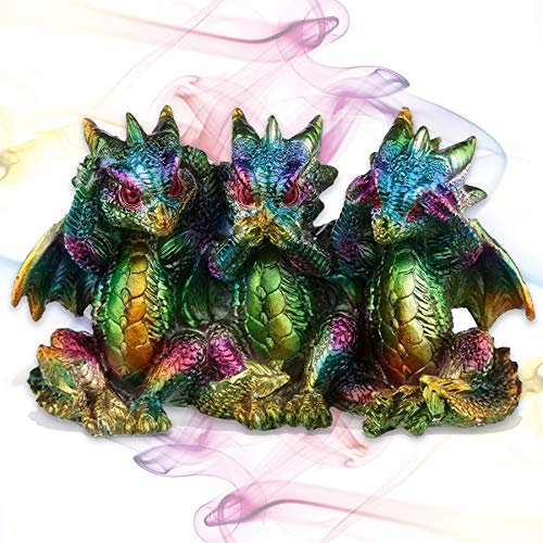 mtb more energy Deko Regenbogen Drachen Figuren ''Nichts Hören, Nichts sehen, Nichts Sagen'' - Set aus 3 Babydrachen - 8x13x5cm - Dekoration Wohnen Kinderzimmer Geschenk