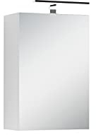 byLIVING Spiegelschrank Spree, Korpus Mattweiß Spiegeltüren | Hängeschrank, Soft-Close-Funktion, inkl. LED-Beleuchtung, Badschrank mit Stecker- und Schalterdose, B 40, H 60, T 20 cm