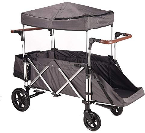 Chariot De Camping Pliant, Chariot Pour Enfants Avec Plafond Amovible, Chariot Polyvalent De Transport En Toile, Chariot De Jardin Portatif à 4 Roues