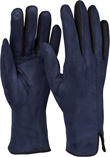 styleBREAKER Damen Touchscreen Handschuhe Farbkontrast | Leitfähige Fasern am Zeigefinger für Displays, weiches Fleece-Innenfutter, extrem elastische Passform für 16-21 cm Hand.