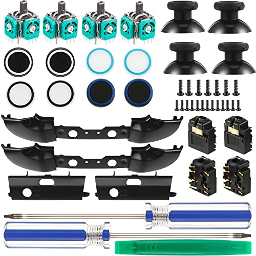 Skylety 31 Piece Replacement Game Controller Kit, Thumbsticks Cover, Joystick, LB RB Bumper Trigger, Headphone Jack Plug Port, Screwdriver Compatible with Xbox ONE S Controller Model 1708