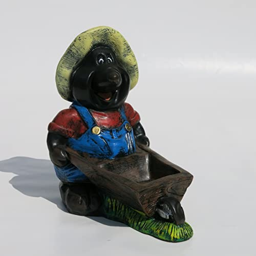 Helga Freier Gartenzwerg Maulwurf Figur Statue Skulptur Garten Gartenfigur lustig witzig Schubkarre Sommer Deko