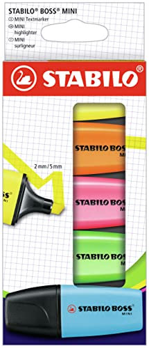 STABILO BOSS MINI - Mini surligneur fluo - Etui carton x 5 surligneurs fluo - coloris assortis