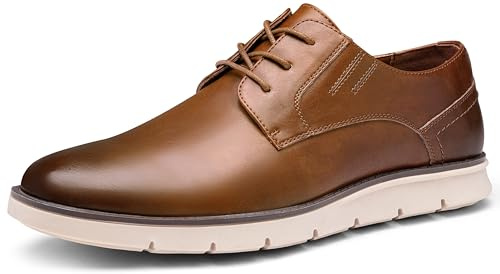 Jousen Mens Dress Shoes Casual Sneakers for Men Oxford Comfortable Business Shoe (AMY9008A Brown 10.5)