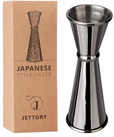 Jettory Jigger Giapponese 1oz / 2oz con Misure Interne | Strumento Professionale per Bar in Acciaio Inox 304 (nero)