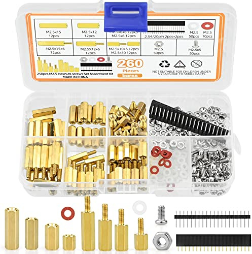 260 distanziatori Hex M2.5, manicotti distanziatori per PCB Board/schede maschio, femmina, distanziatori bulloni, dadi in ottone esagonale, set per scheda madre Raspberry Pi