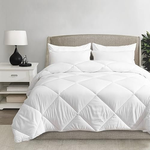Homebliss Piumone Letto Singolo Invernale 155 x 220 cm - Piumino Singolo 350GSM 4 Stagions Trapunta - Coperta Trapunta Leggero Confortevole Traspirante in Microfiber - Bianco