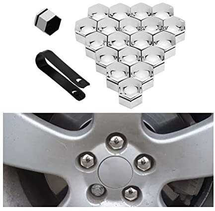 LIPPSY 20 Stücke Auto Radmutterkappen für V-W Golf7 Golf 7 MK7 MK 7, Sechskant Radbolzen Anti-Rost Radschrauben Kappen Schutz Abdeckungen Zubehör,19mm-B/Silver