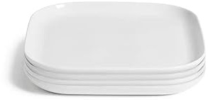 Riko Square 4 Piece Dinner Plates Elegant and Sophisticated Touch to Your Table Tasty Roast Dinners to Nutritious Salads - White
