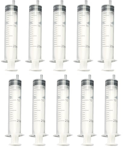 10 Pezzi 20 ML Siringhe senza Ago, Siringa di Plastica senza Tappi, Siringhe Erogatrici per Cani/Gatti/Alimentazione Piccoli Animali/Acienza/Laboratorio/Uso Industriale