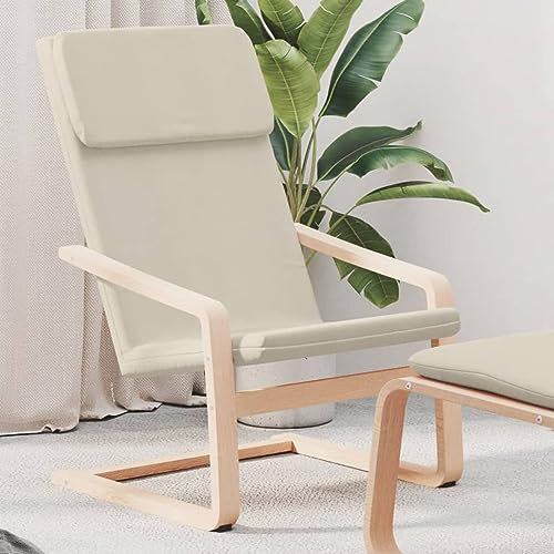 Homgoday Relaxsessel Ruhesessel Fernsehsessel Loungesessel Einzelliegesessel TV-Sessel Einzelsofa Schlafsessel Sessel Lesesessel für Schlafzimmer Wohnzimmer Creme Stoff
