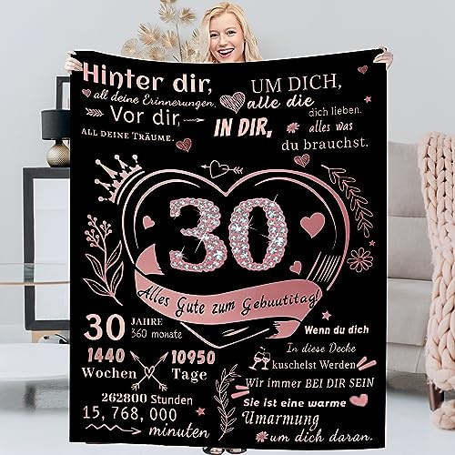 ACCZ 30 Geburtstag Personalisierte Decke, Geburtstagsgeschenke Kuscheldecke für Frauen, Freundschaft Geschenke für Sofa, Beste Freundin Schwester Ehefrau Kollegin