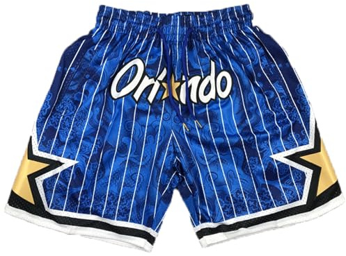 MCQOmcil Herren NBA Magic Basketballshorts, hochelastische, atmungsaktive Sporthose (Color : A, Size : S)