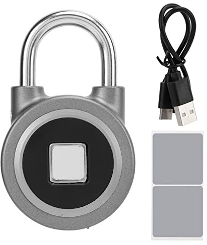 Autorizzazione Remota Ricarica USB Sblocco Lucchetto Per Impronte Digitali Lucchetto Portatile Armadietto Per Fitness Armadietto Per Fitness Serratura Sicura Senza Chiave(Grigio)