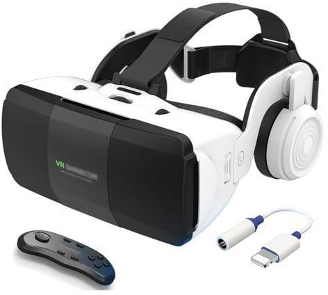2023 Nuovo Visore Realtà Virtuale con Cuffie e Controller,Occhiali Virtuali 3D per Video Film e Giochi, Lente Regolabile Cuffie Realtà Virtuale per iphone/Samsung/Huawei/Xiaomi 4,7-7,8 Smartphone (