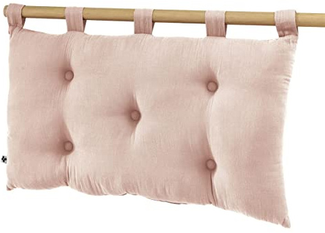 Kopfteilkissen Gaia – gesteppt mit 5 Knöpfen – 50 x 80 cm – Baumwollgaze – Steppung aus Polyesterfaser – mit 5 Schlaufen – Farbe Marshmallow-Rosa
