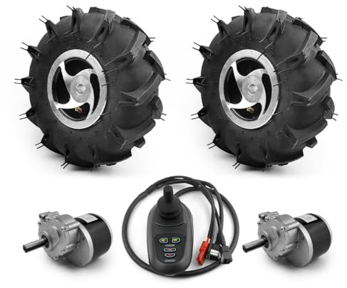 Kit di Ruote Motore a Doppio azionamento per Utensili agricoli elettrici, coltivatori, Fattoria da Giardino, Carrello a Mano, Pneumatico da 10 Pollici, 24 V, 700 W