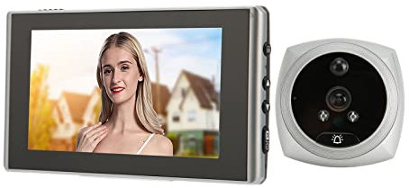 1080P Ring Peephole Camera, 4.5 Inch Screen Smart Digital Doorbell, Color Night Vision Human Body Detection Door Viewer, Peep Hole Camera for Front Door Wireless (Silver)