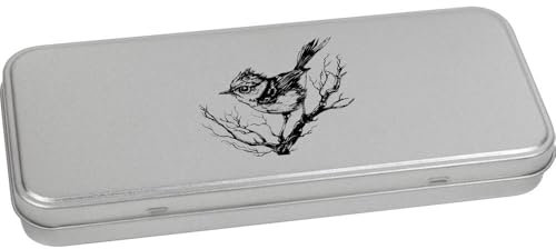 Azeeda 'Wren Bird on Branch' Metal Hinged Stationery Tin/Storage Box (TT00246091)