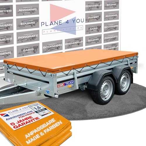 Hochwertige BRENDERUP 264 x 159 cm Anhängerplane - wasserdichte Anhänger Plane nach Maß - Flachplane - Hochglanz Orange