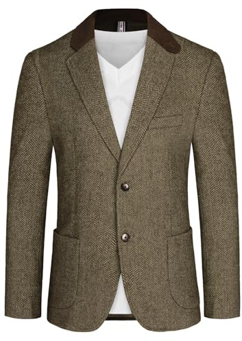 PJ PAUL JONES Men's Blazers Casual Suit Jacket Vintage Wool Tweed Jackets