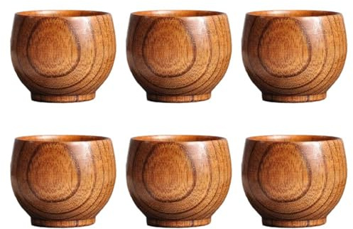 SZYDD Lot de 6 verres en bois naturel et bois délicats verres en bois, verres à eau uniques pour se détendre