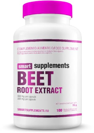 SMART SUPPLEMENTS - Beet Root - 100 Cápsulas Vegetales - Extracto Remolacha 500 mg - Mejora Circulación Sanguínea - Propiedades Antioxidantes - Mejora Rendimiento Físico - Remolacha Cápsulas