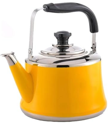 Cute Yellow Whistling Induction Teapot, Stainless Steel Water Kettle Tea Pot for Ceramic Hob, Gas(2L)