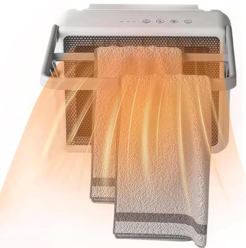 Space Heater Wall Mounted,2000W Bathroom Fan Heater Towel Warmer, Fast Heating Ceramic Electric Heater with Towel Rack, 2 Gear Warm Air, 1-4H Timer, Space Heater Towel Warmer
