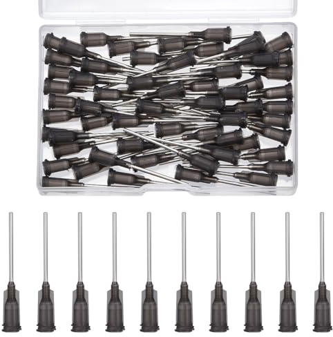 FINGERINSPIRE 60 Pcs 16G Aiguille de Distribution à Pointe Émoussée Avec Luer Lock 42.5mm de Long Aiguilles Émoussées de Précision pour Fluides en Plastique Gris Avec Épingle en Acier Inoxydable 201