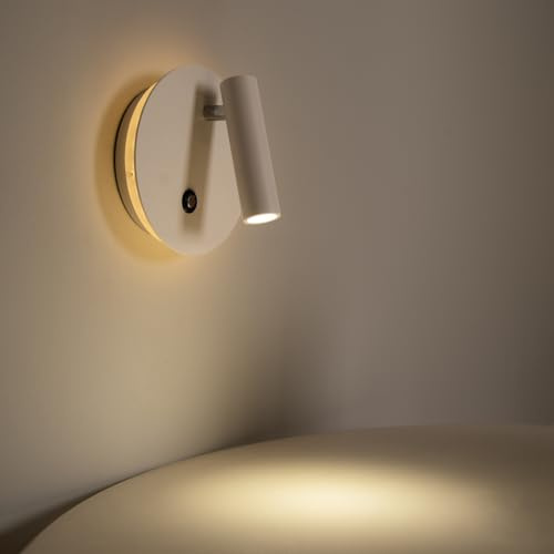 Aisilan Moderne LED Wandleselampe Weiß mit Touch Control – Dimmbar, Schwenkbarer Wandstrahler für Bett & Schlafzimmer, Dual Light Wandlampe aus Aluminium