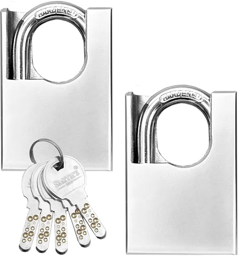 Heavy Duty Padlocks by Smith’s® | 60mm x 40mm | 2 Pack | Alloy Steel | 10 Keys | Perfect for Warehouse, Container, Garage, Shutter, Gate, Chain, Shed Lock