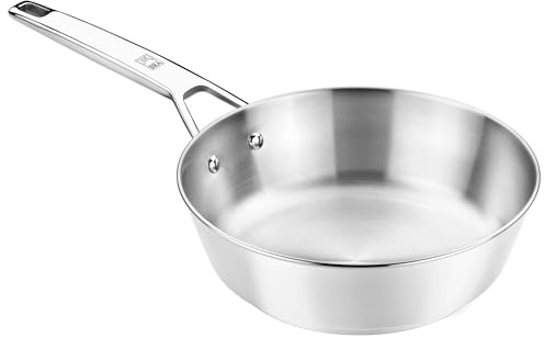 BRA Signature | Sartén honda 28 cm, Acero Inoxidable 18/10, Sin Antiadherente, Triple Fondo Difusor, Apto para todo tipo de Cocinas e Inducción