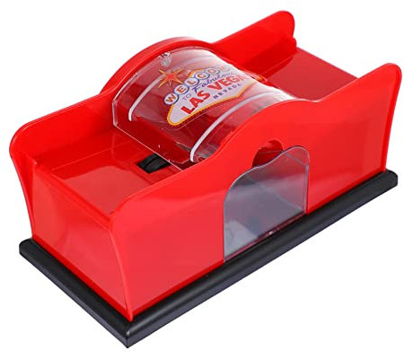 Abaodam Manuelle Kartenmischmaschine Mit Kurbel Rotes Kunststoff-Tool Für Schnelle Kartenmischung Party Spiele Kompatibel Mit Standardkartendecks Poker Rommé Zuhause Reisen