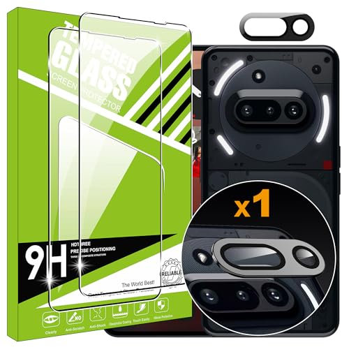 Lemxiee Pellicola protettiva in vetro temperato per Nothing Phone 3a [2+1 pezzo] Pellicola protettiva per obiettivo della fotocamera + pellicola protettiva in vetro temperato HD per Nothing Phone 3a