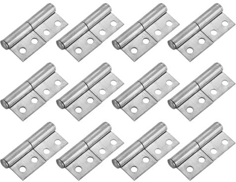 QUARKZMAN Bisagras Bandera Soldables, Paquete 12 2-5/8 x 1-1/7 Bisagras Acero Al Carbono Para Puertas Con Agujero Premarcado Desmontables Soldables Para Puertas Abatibles Y Rampas Remolque