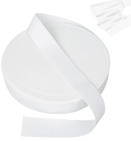 Bande Élastique, 10 Mètres Elastique Couture, Ruban Élastique 20 mm de Large pour Pantalons Élastiques, Ménage Bricolage Artisanat, Blanc