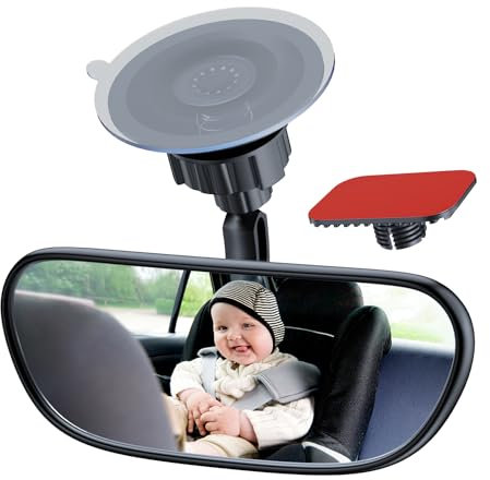 Range Tour Front Windshield Baby Car Mirror 360 Degree Adjustable Wide Angle Convex Rearview for Rear Facing Infant Suction Cup and Adhesive Mount Safety Mirror for Car SUV Trucks