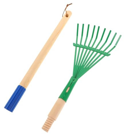 QUMIIRITY Râteau De Jardinage pour Garçon Fille avec Manche Bois Détachable Râteau Métallique pour Ramassage Jeux Extérieurs De Jardinage Garçon Fille