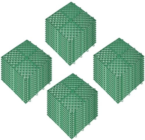 Piastrelle per Terrazza Piastrelle di drenaggio ad incastro 50 pezzi Piastrelle di plastica verde 12x12x0,5 pollici Piastrelle for terrazze Pavimento esterno ad incastro Piastrelle da Giardino