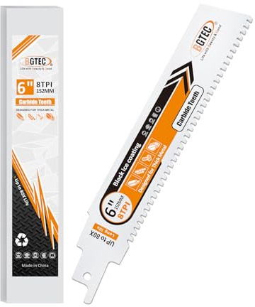 BGTEC Lame per sega universale per metallo - Lame per Sega a Gattuccio 152mm 8TPI (denti per pollice), 1 pezzi