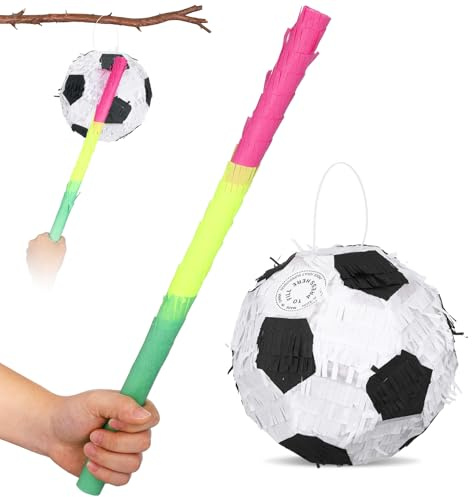 Besportble FußBall Pinata 21X21X21Cm Sportball Pinata Mit Stick FüR FußBall Party Deko Geburtstagsfeier FußBallgeburtstagsdeko Und Sportthemen