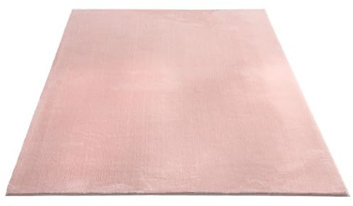 FLOORNOVO Hochflor Teppich Pink einfarbig - 340 x 240 cm - Besonders Weicher Teppich Wohnzimmer & Badezimmerteppich - Pflegeleicht - vielseitig einsetzbar im Innenbereich