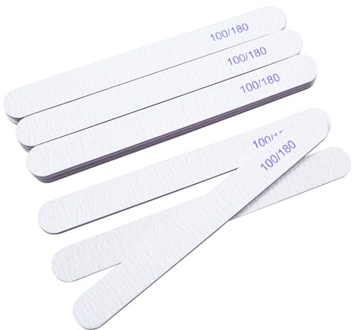 12Pcs Professional Nail Files, 100/180 Grit Double Sided Nail Files for Gel Natural and Acrylic Nails, Fingernail File Nails Buffing Block Pet Grooming Tools Manicure Tools