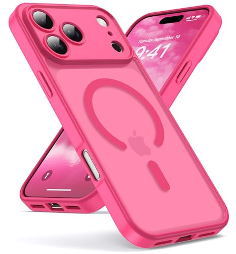 Oududianzi - Magnetica Cover per iPhone 17 Pro Max Magsafe, Rose Rosso